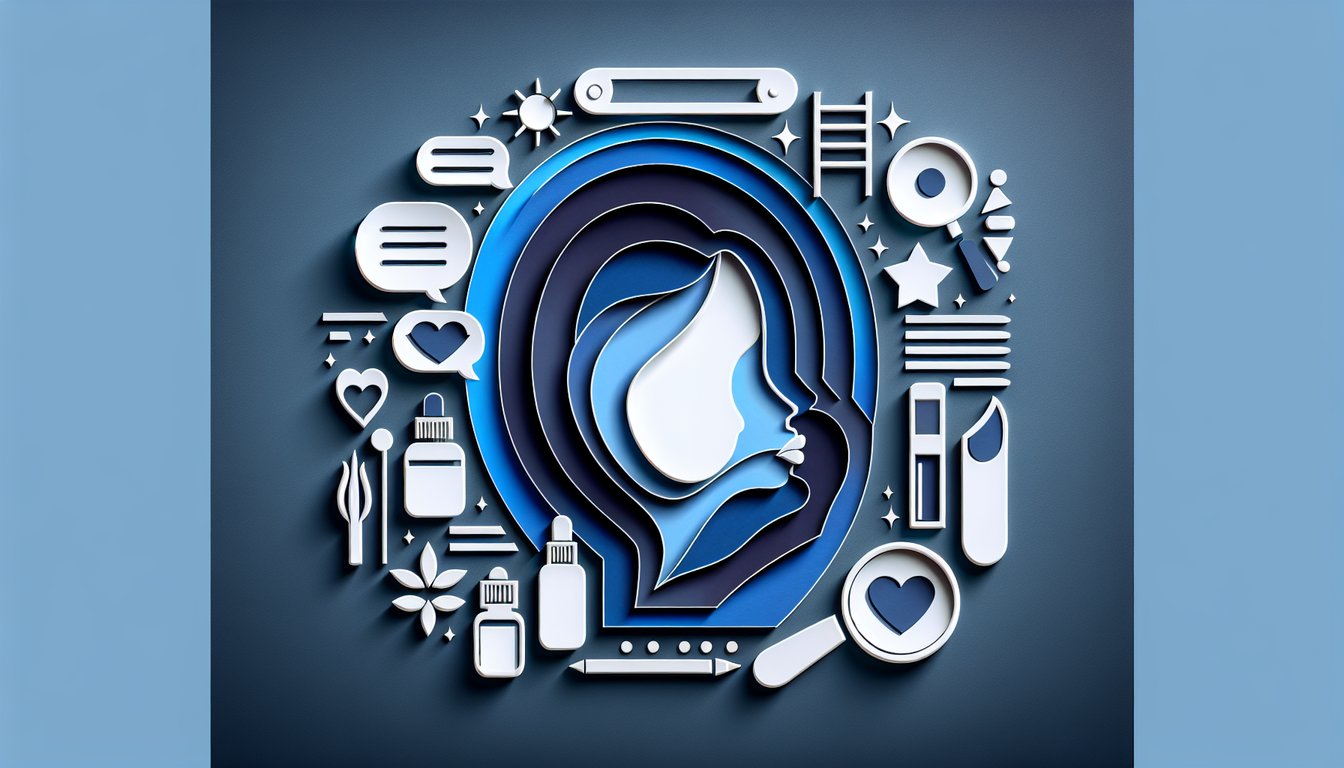 Paper art illustration for personality quiz to determine beauty score on dark blue background