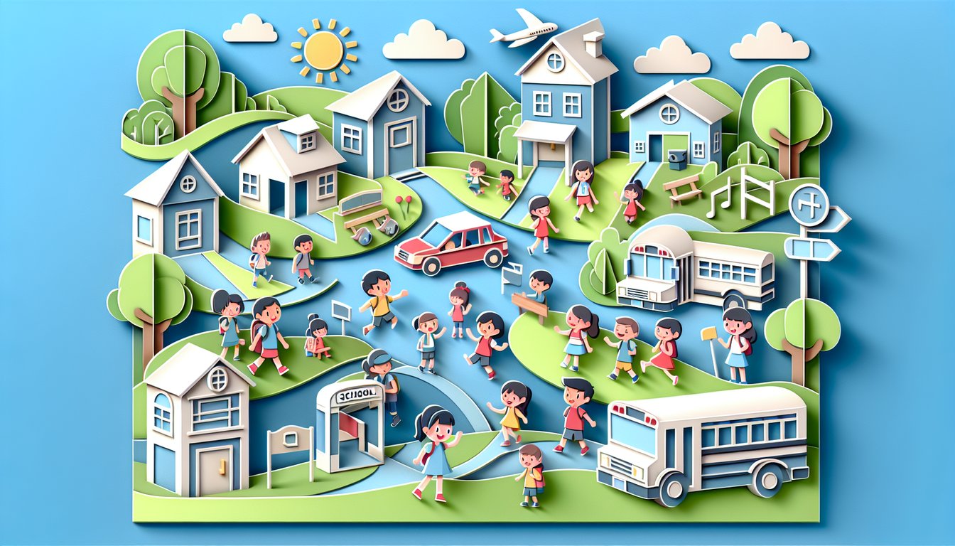 Paper art illustration of South Park characters Cartman Kyle Stan Kenny on sky blue background quiz banner
