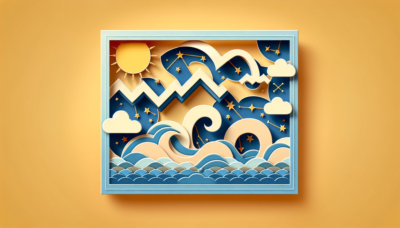 paper art illustration of water bearer symbol and zodiac icons around quiz title on golden yellow background
