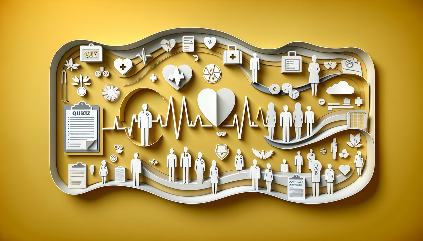 Paper cutout art stethoscope heart ECG line on golden yellow background symbolizing ACLS quiz for beginners