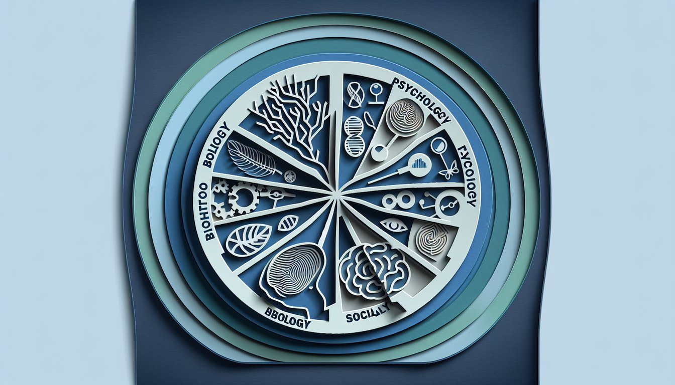 paper art illustration of brain heart and group icons around quiz title on dark blue background