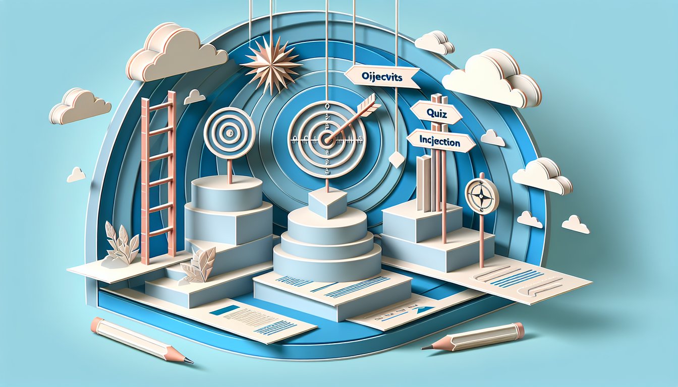 paper art illustration of quiz featuring question marks pencil and notebook elements on sky blue background