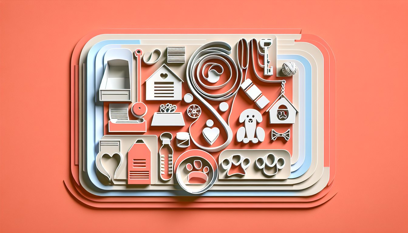 paper art dog and quiz title on coral background to test dog care skills