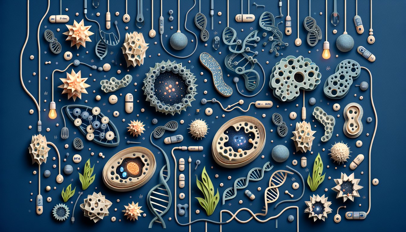 Paper art depicting trivia for Powering Life Quiz, a high school biology assessment tool.