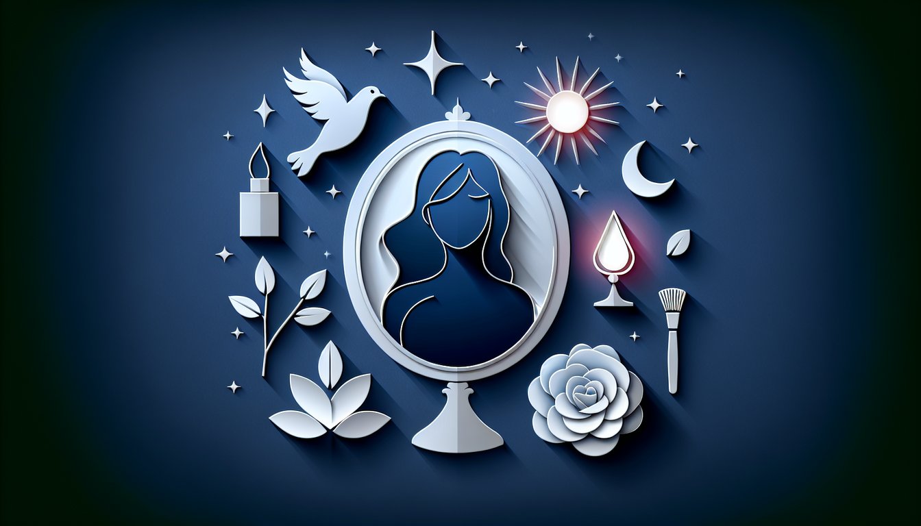 Paper art illustration for beauty quiz on dark blue background