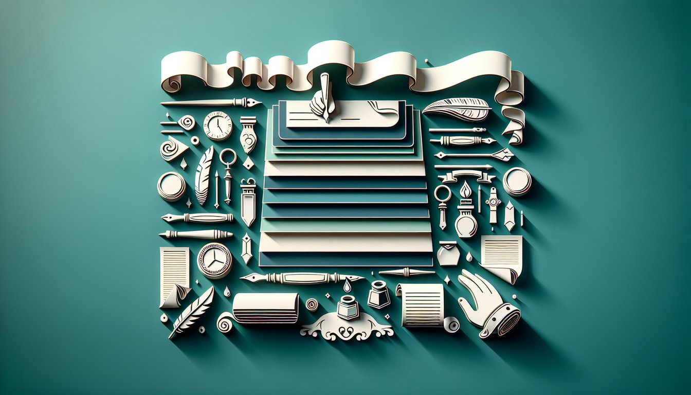 Teal background paper art pen and swirling handwritten letters around quiz title exploring handwriting personality.
