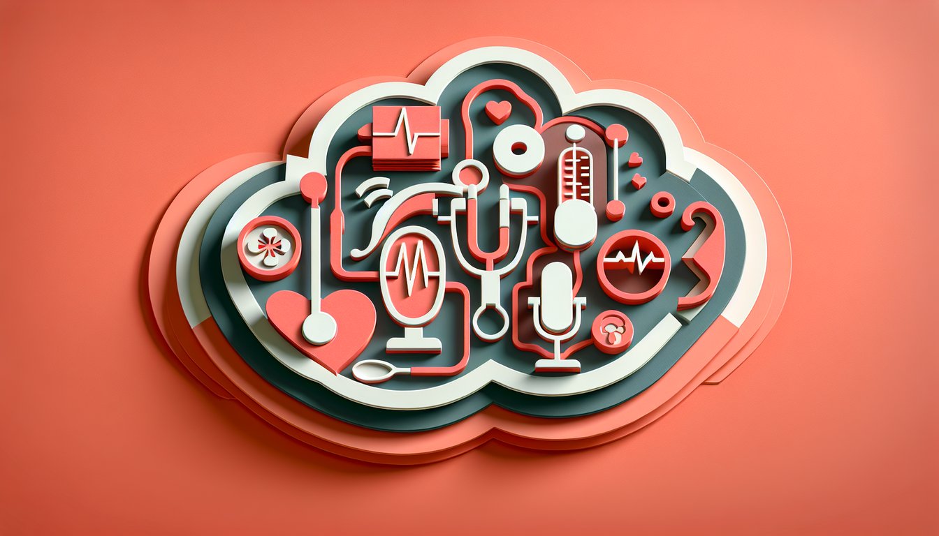 Coral background with layered paper art larynx icon and quiz title testing medical combining form for voice box.