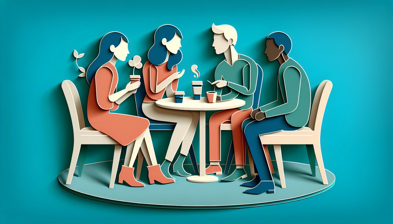 Paper art illustration for Gaydar Personality Quiz on a teal background