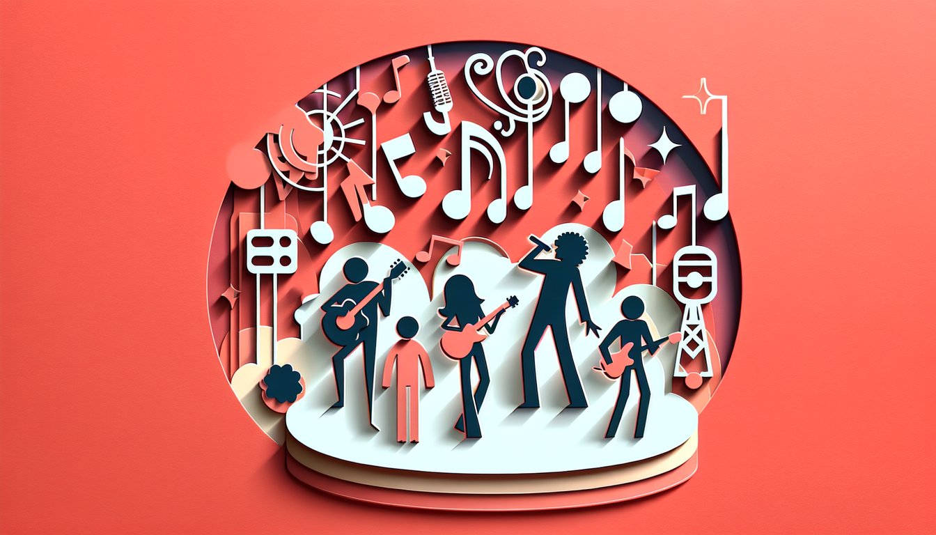 Paper cut art illustration on coral background with quiz headline recalling Mindless Behavior member names and ages