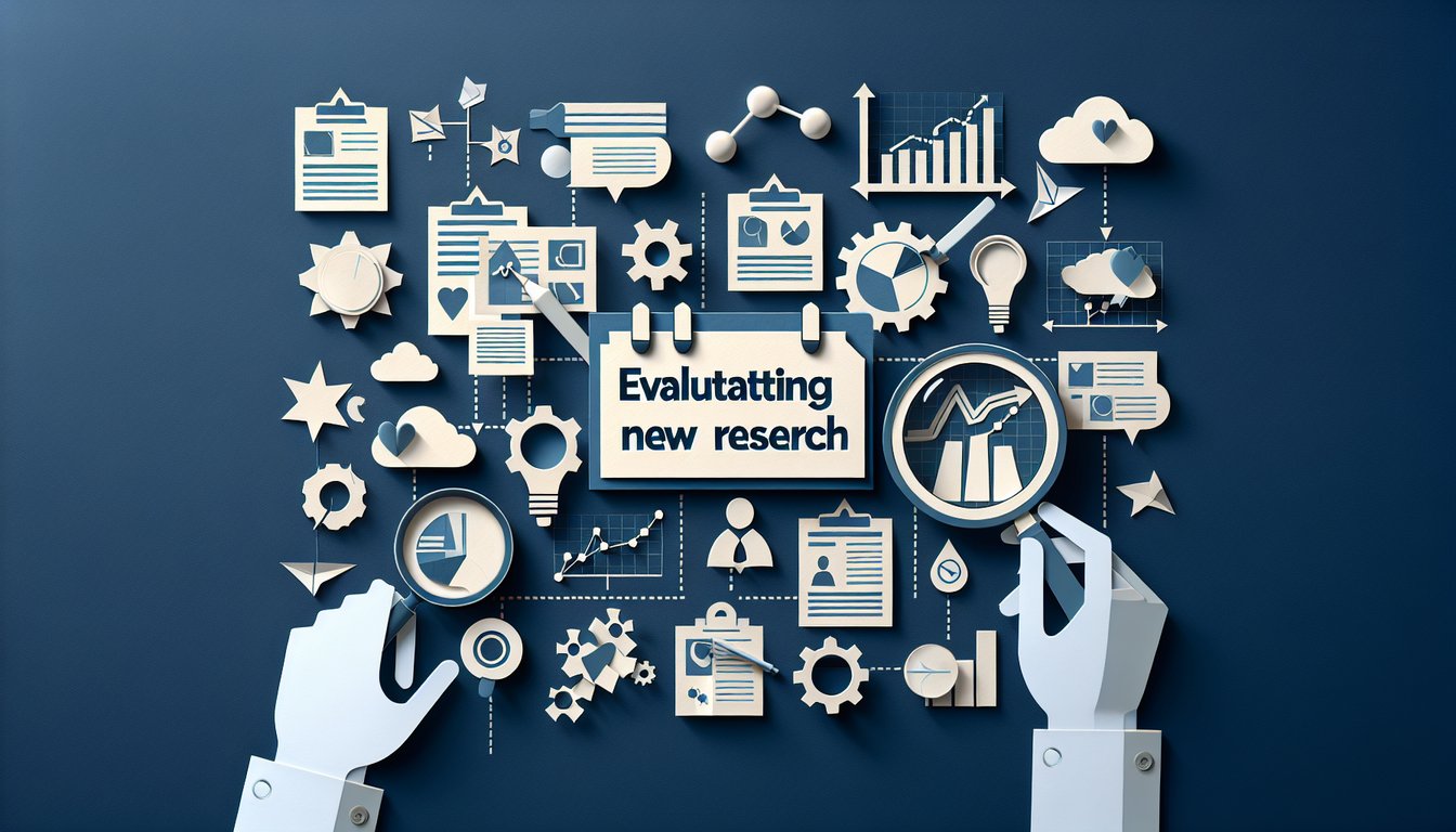 3D voxel art illustrating the Evaluating New Research course