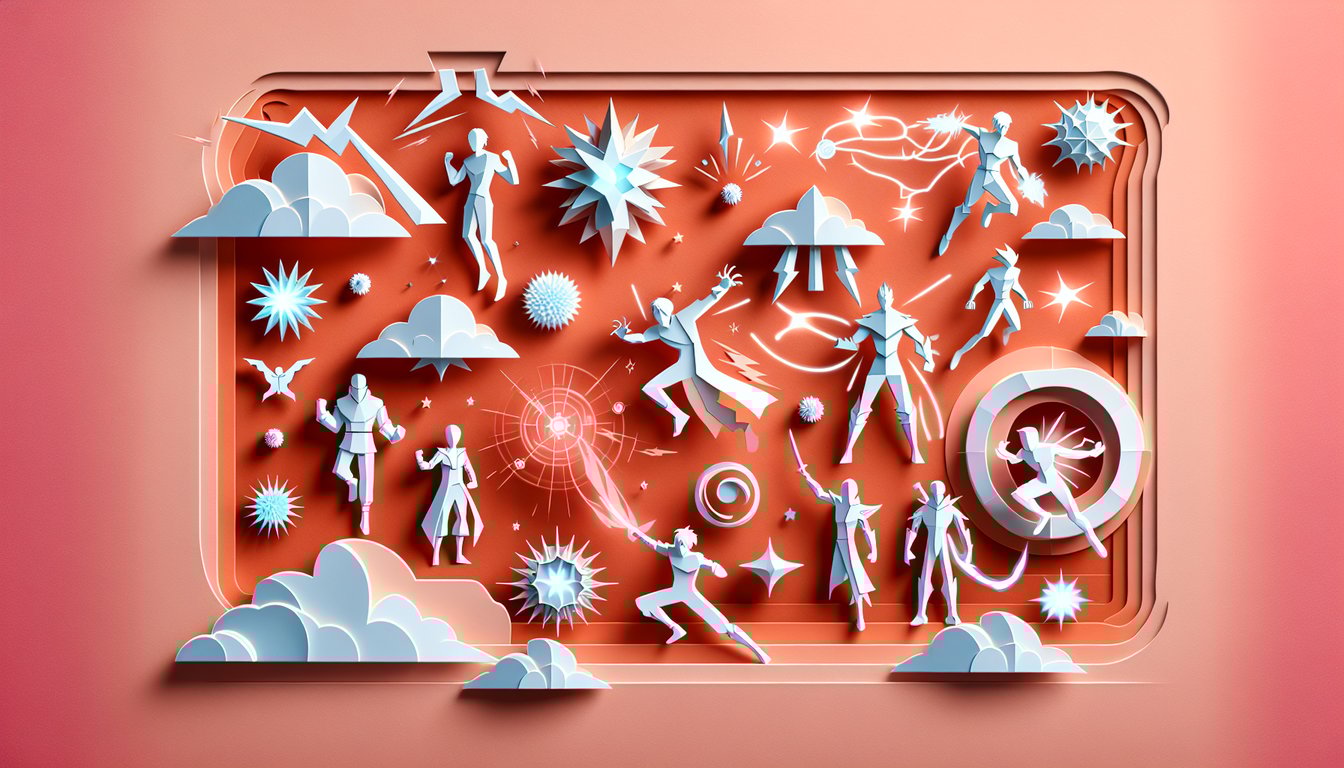 Paper art illustration for Dragon Ball Z personality quiz on a coral background