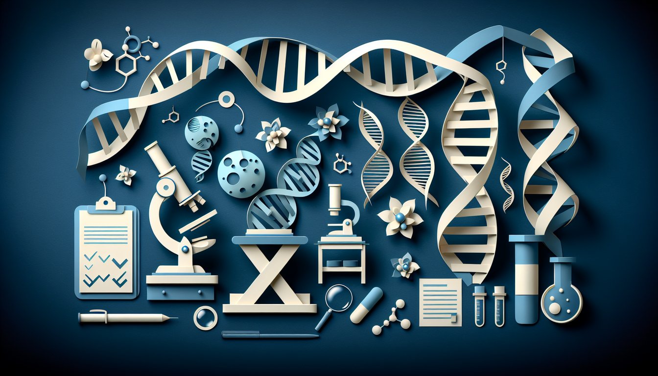 Paper art illustrating a trivia quiz on Mendels genetics principles for high school students.