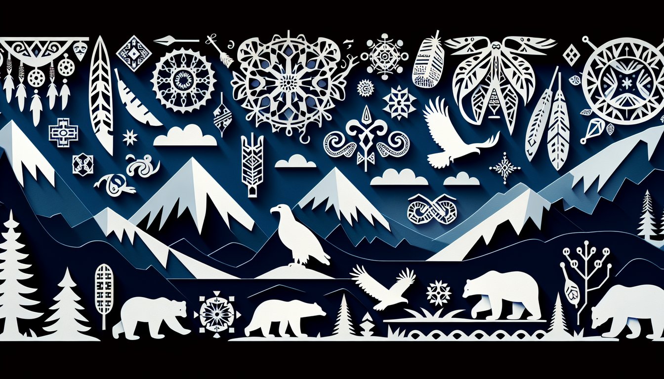 Colorful paper art depicting quiz on Alaska Native Awareness Knowledge Test