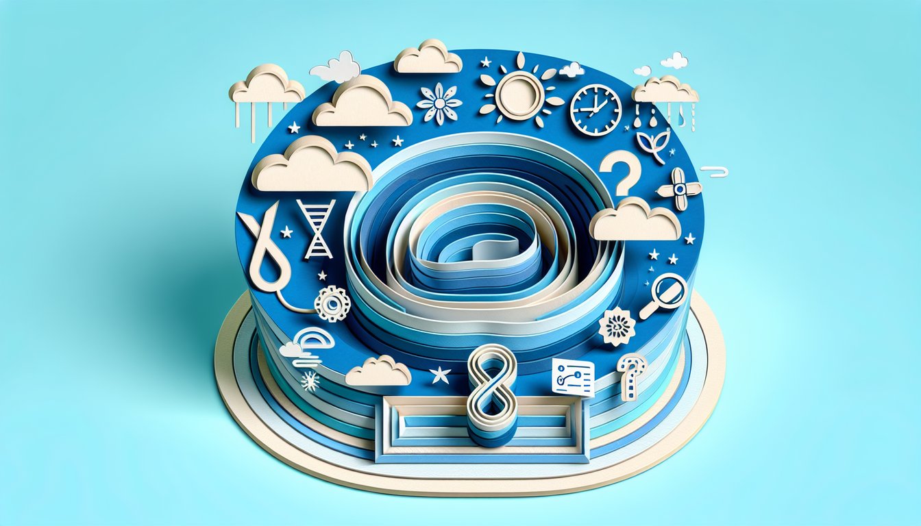 Paper art illustration showing cutout clock calendar pages and hourglass shapes on sky blue background for lifespan quiz