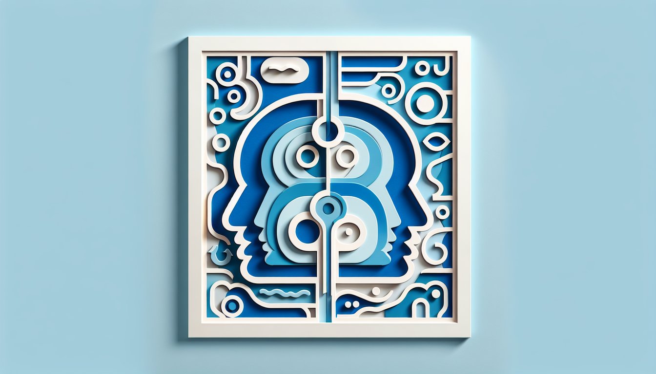 paper art illustration of face silhouette and celebrity masks on sky blue background promoting free celebrity twin quiz