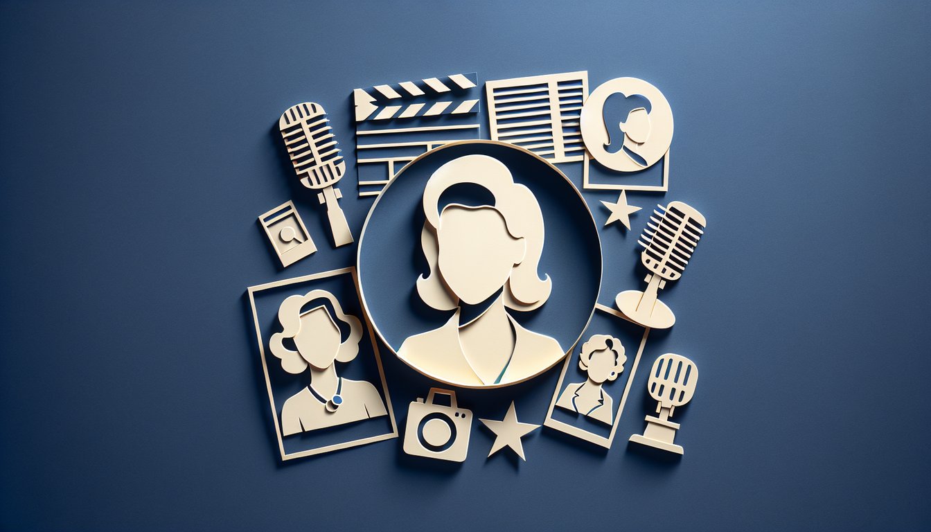 Paper art illustration of Amy Poehler for quiz on dark blue background with career, SNL, net worth icons