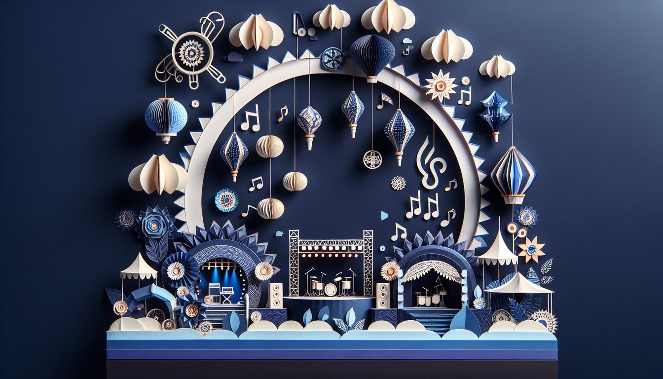 Colorful paper art depicting a festive quiz about Festival Code of Conduct