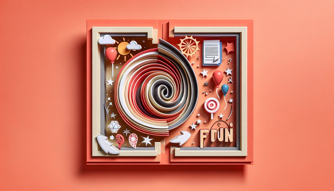 paper art quiz scene with playful question marks and faces on coral background hinting fun crazy or boring personality test