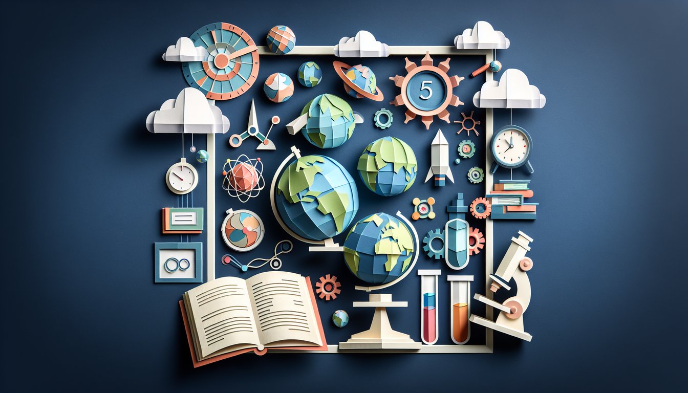 Colorful paper art promoting a 5th Grade General Knowledge Quiz