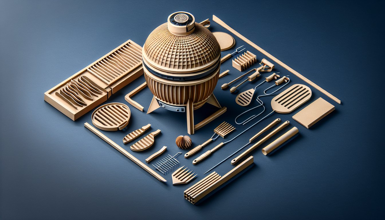 Colorful paper art featuring a Kamado BBQ grill, promoting a knowledge quiz.