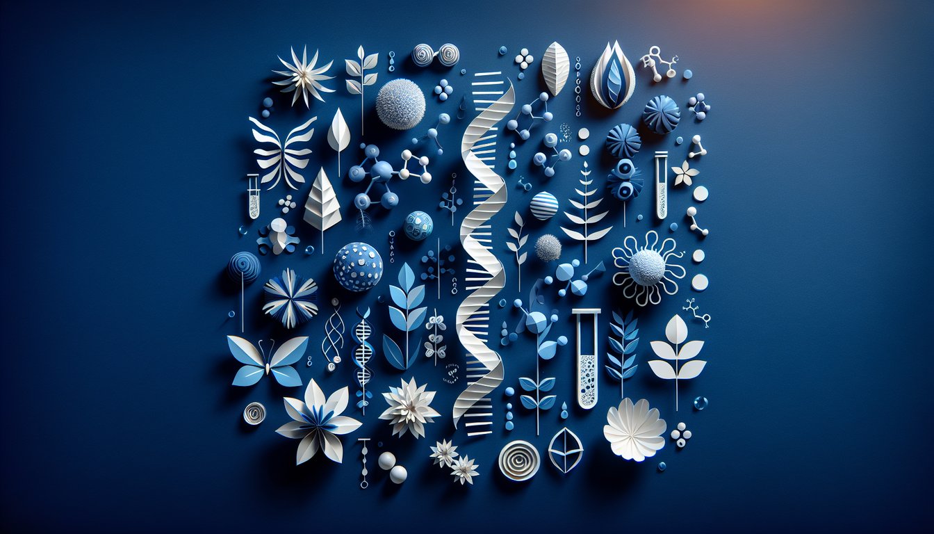 Paper art illustrating a trivia quiz on key biology concepts for high school students.