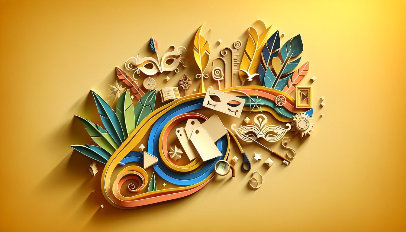 paper art showing skulls and blades with quiz text on golden yellow background for killer name generator