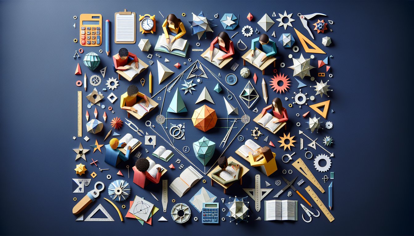 Paper art representing a challenging geometry quiz for high school students.