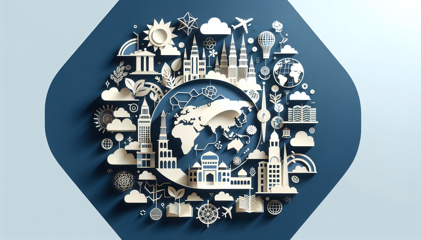 3D voxel art representing Intro to Global Studies course material