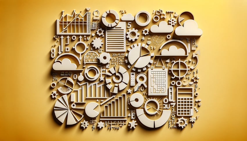 Paper art illustration for Kohls analytical skills test quiz on a golden yellow background.