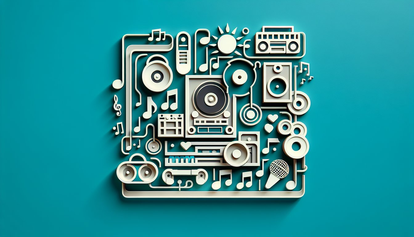 Paper art illustration for hip-hop alter ego quiz on a teal background