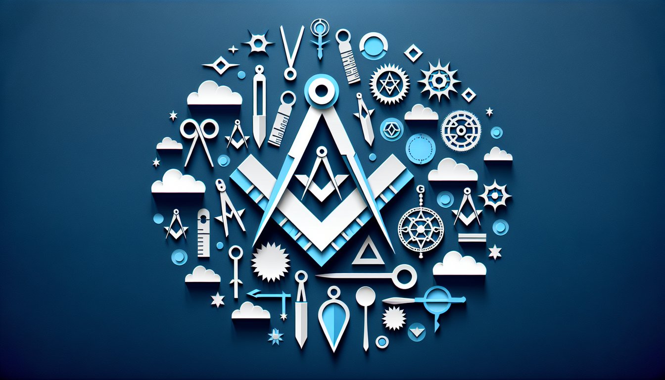 Colorful paper art representing a trivia quiz on Masonic Chapter Officers Knowledge Test