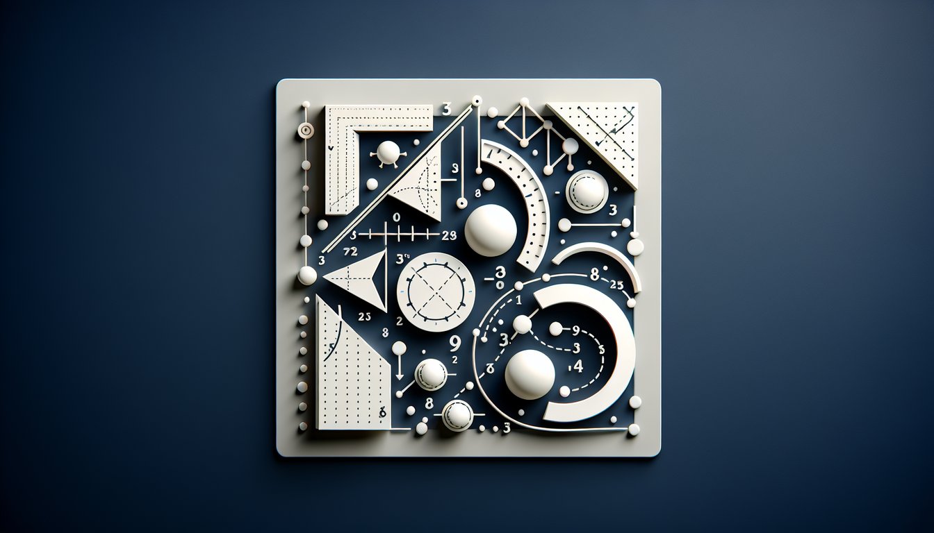 Paper art design with two points connected by line midpoint mark distance formula text on dark blue background