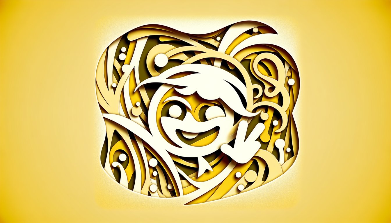 Paper art illustration showing Hiveswap Friendsim troll quiz title on golden yellow background with playful cutouts