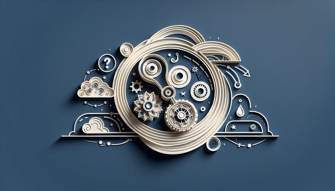Paper art illustration with blank letter slots and letters on dark blue background quiz on five letter words ending in ence