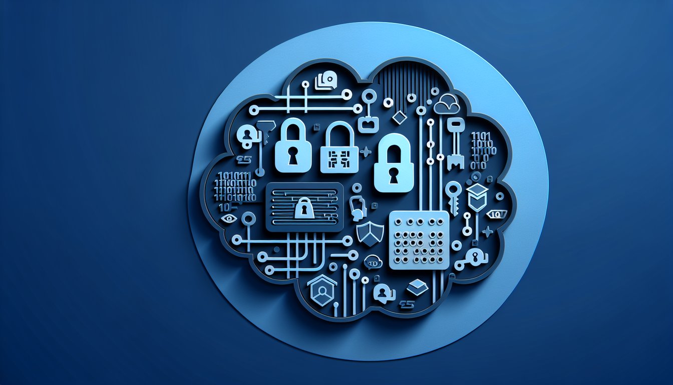 Paper art with stylized padlock, key, encrypted code symbols on dark blue background promoting CISSP cryptography quiz