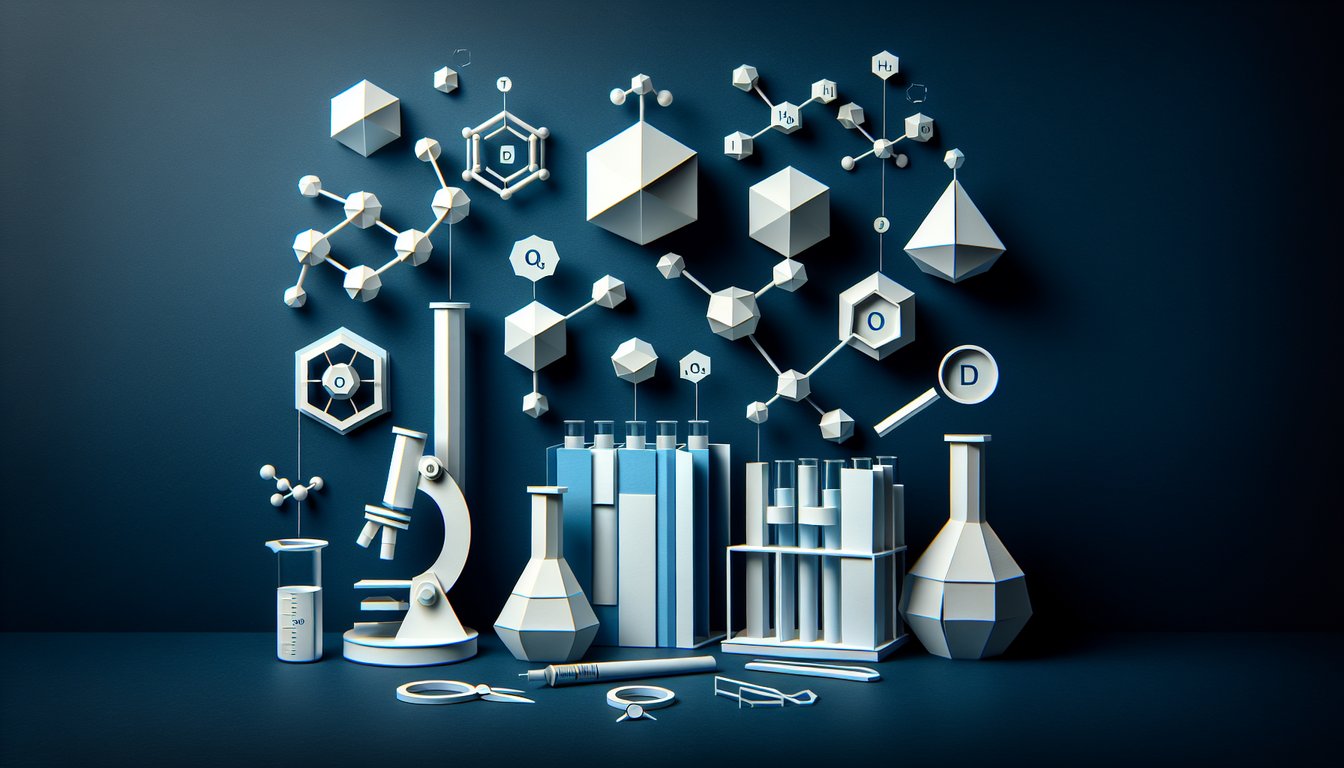 Paper art depicting a trivia quiz on polyatomic ions for high school chemistry students.