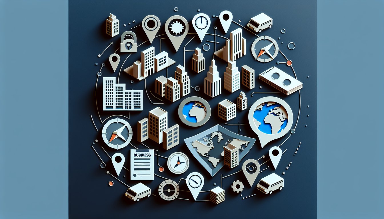 3D voxel art illustrating concepts from the Business Location Decisions course
