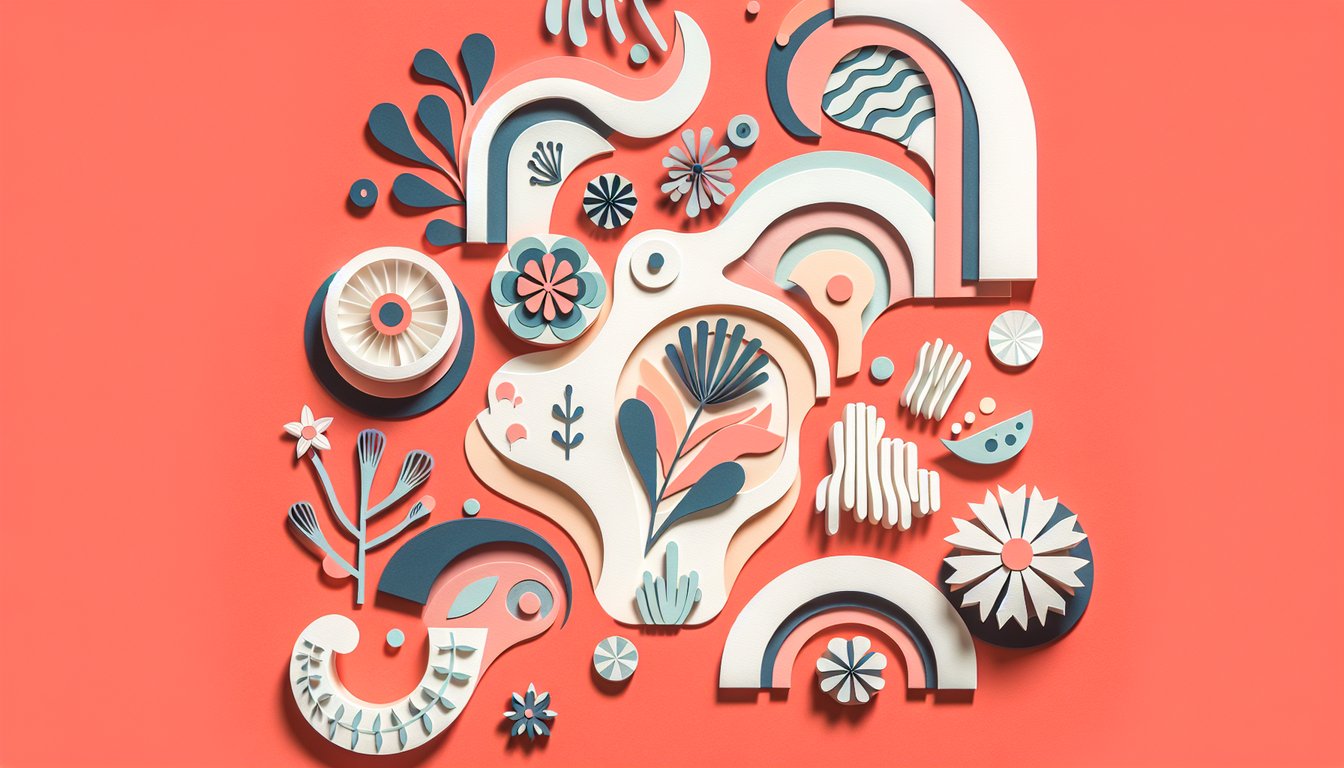 Paper art illustration for quiz on finding out if your curves are irresistibly cute on a coral background.