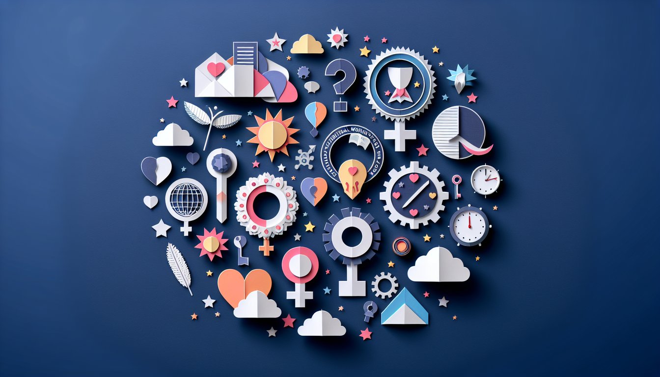 Colorful paper art promoting an International Womens Day trivia quiz.