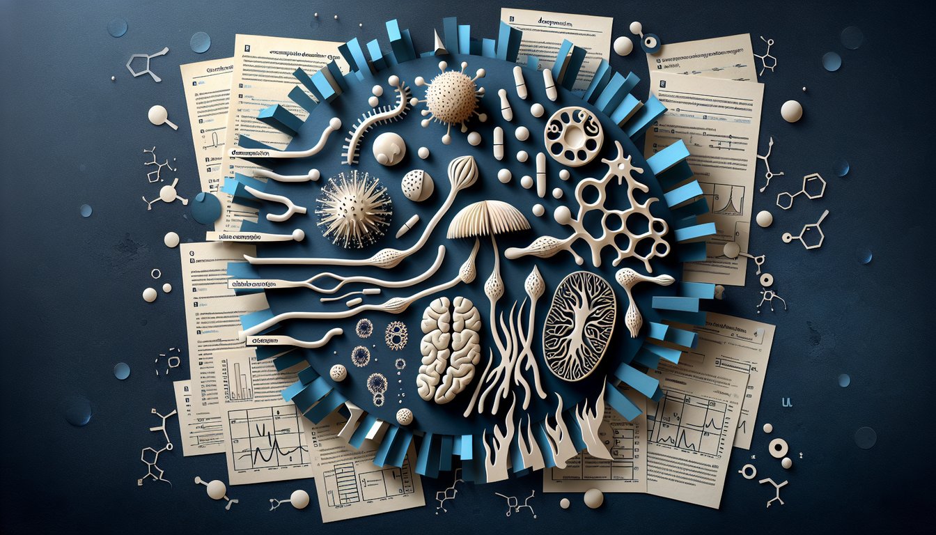 Colorful paper art promoting a high school biology quiz on decomposition dynamics.