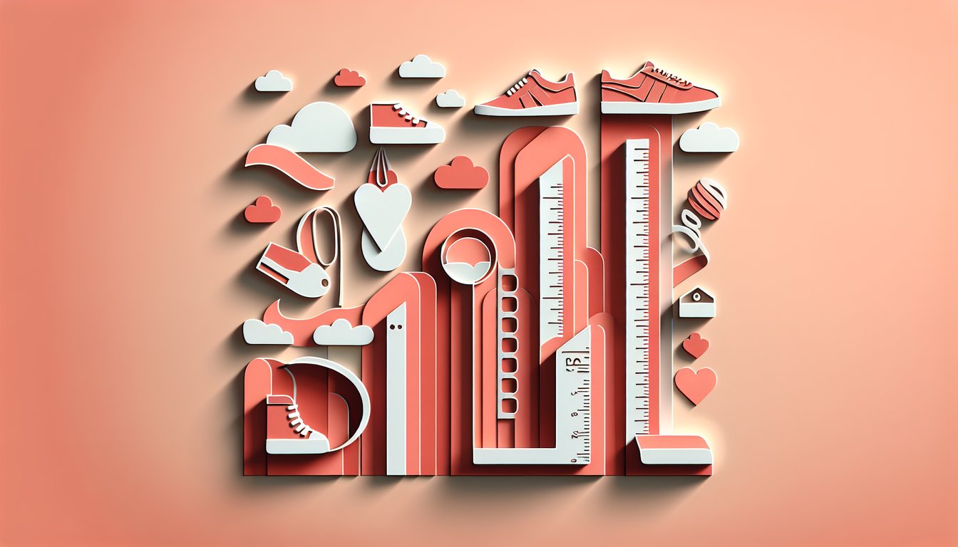 Paper art illustration for How Tall Will I Be quiz with fun growth questions on coral background