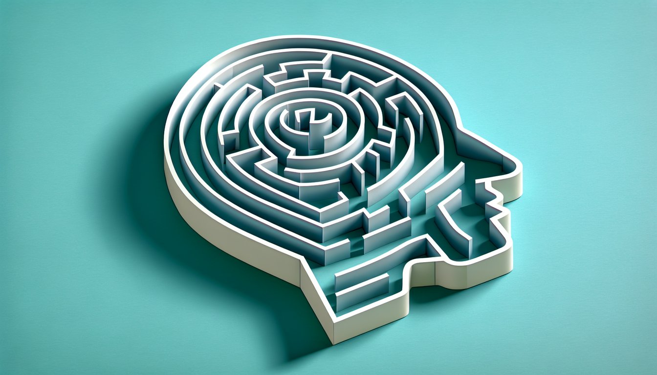Paper art style illustration of student thinking about teacher hearts quiz insights symbols on teal background