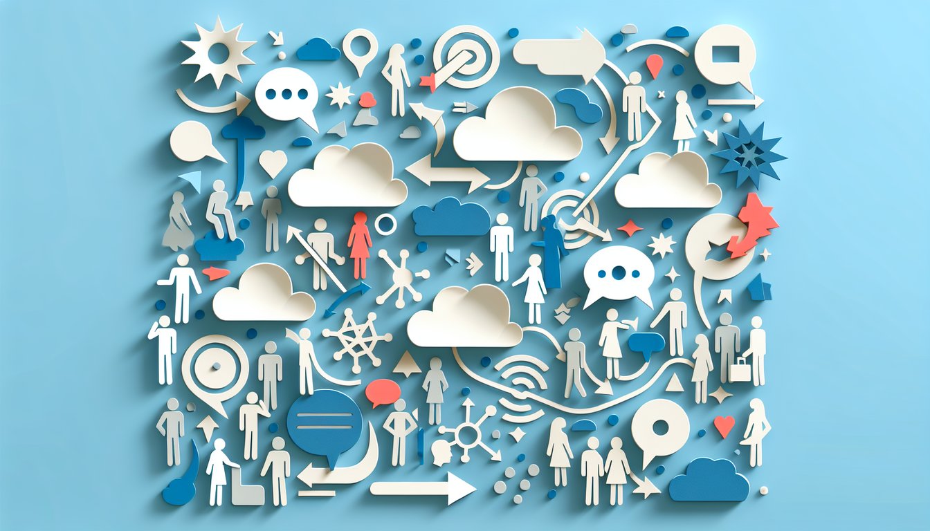 Paper art illustration for Am I Socially Awkward Quiz on sky blue background