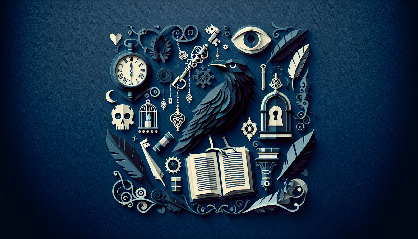 Paper art representing a high school literature quiz on Poes The Raven