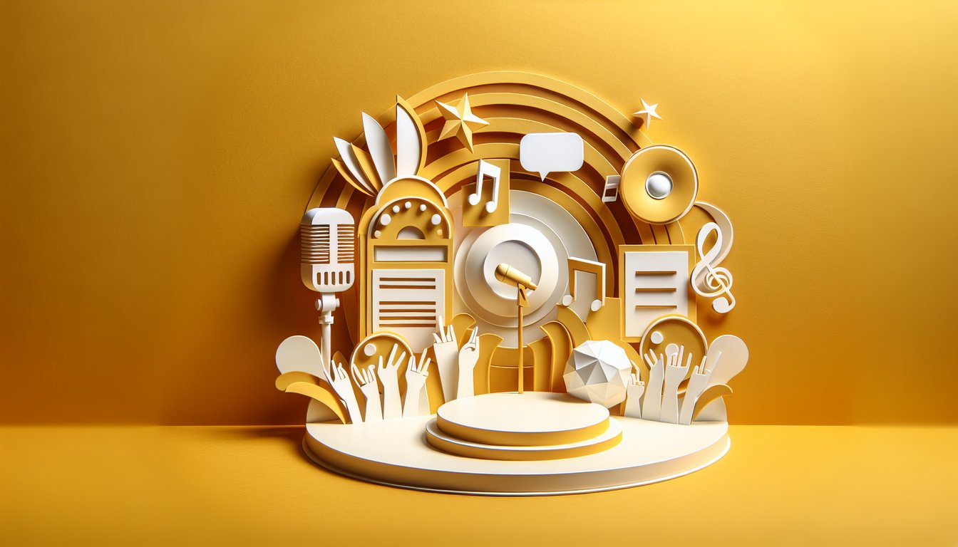Paper art illustration with bold text promoting free scored Nicki Minaj trivia quiz on golden yellow background