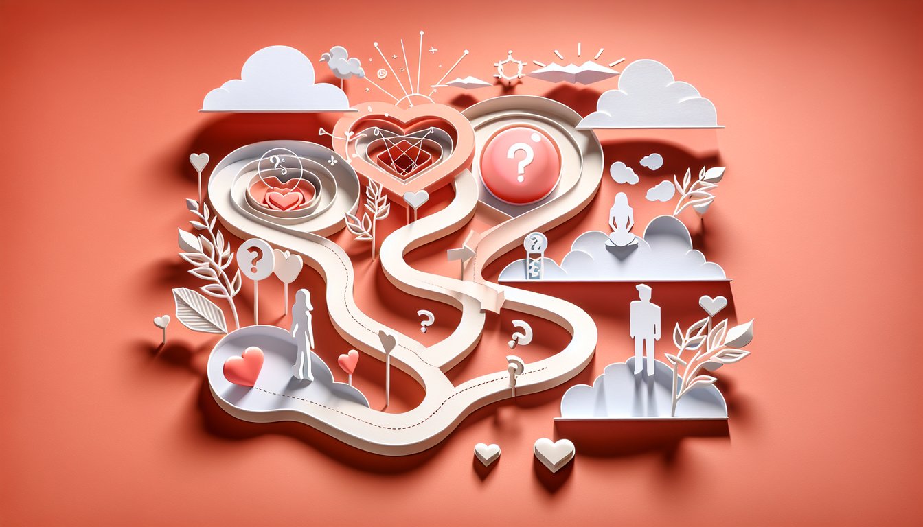 Paper art heart puzzle pieces on coral background for free will I will be single forever quiz uncover love destiny