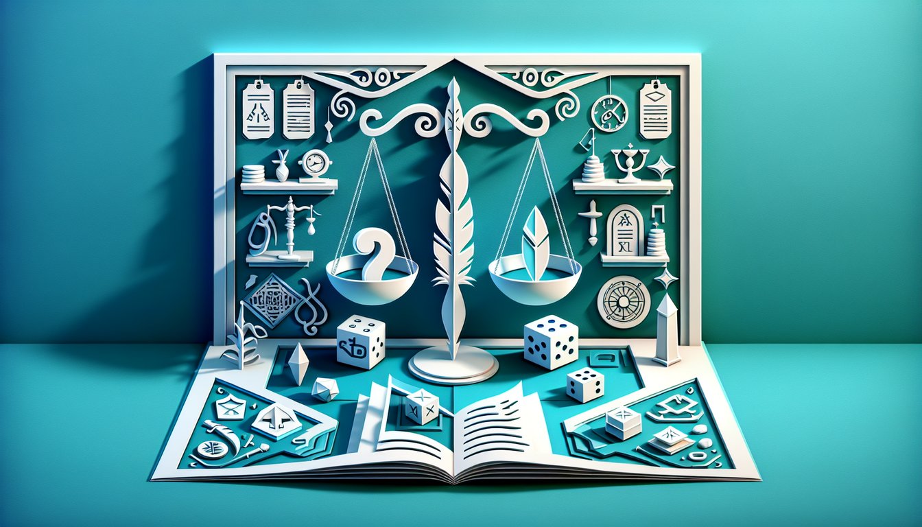 Paper cut illustration of question marks check marks and crosses over book icons for fact vs fiction quiz on teal background