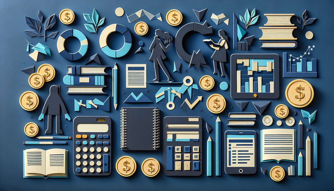 Paper art depicting a trivia quiz on Chapter 4 Finance Focus for high school students.