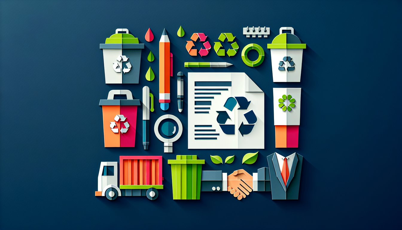 Colorful paper art promoting a quiz on Waste Services Proposal Process Knowledge Test.