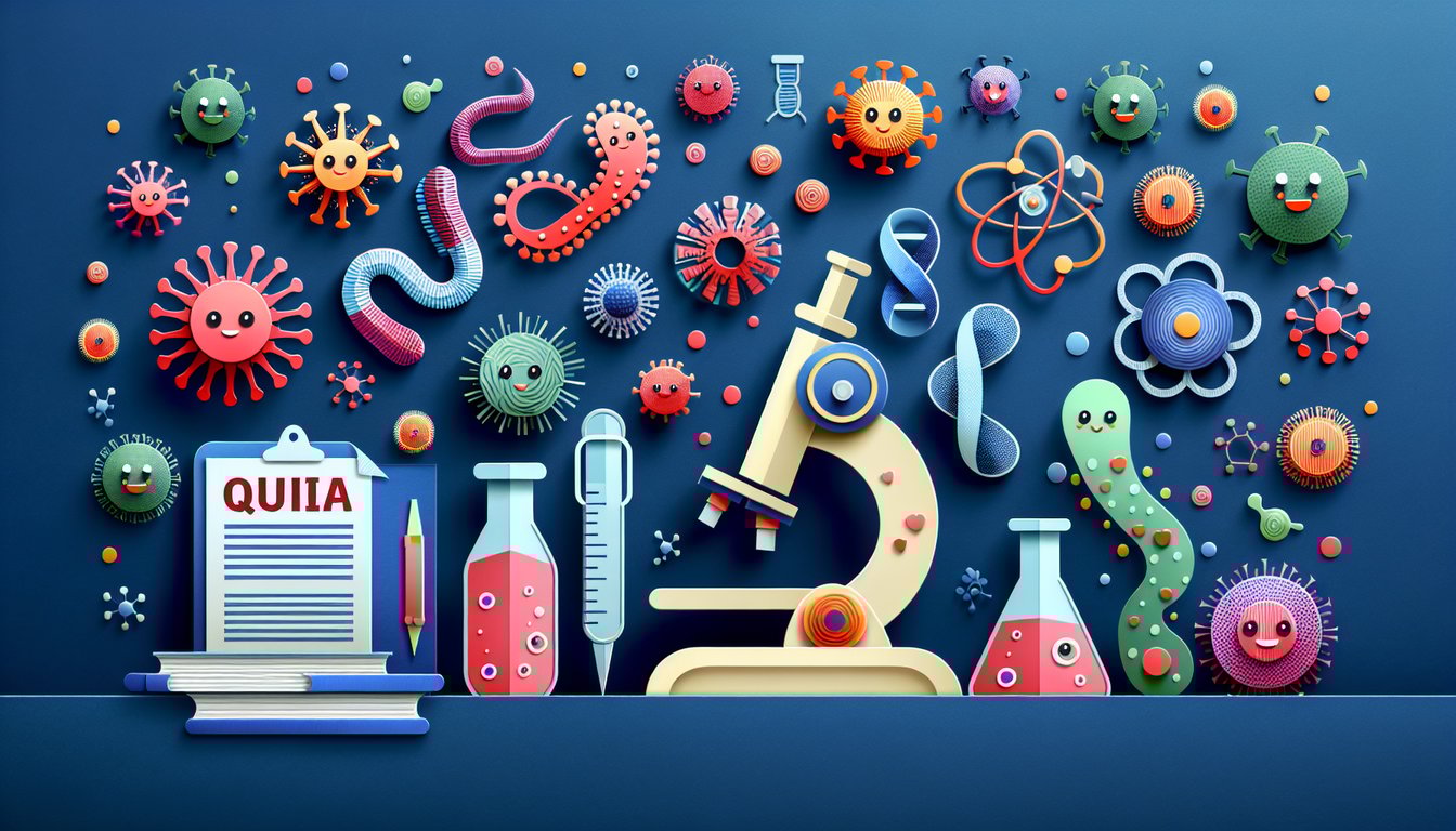 Colorful paper art depicting elements related to infectious disease knowledge quiz.